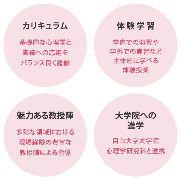 体験学習・カリキュラム・魅力ある教授陣・大学院への進学